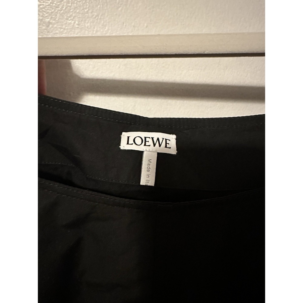 Loewe Black Cotton Taffeta A-Line Midi Skirt Size 4 Zip Closure - Picture 2 of 7